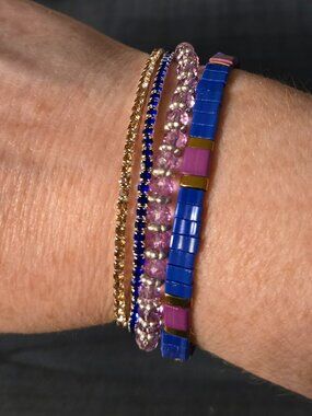 NEW Set of 4 Elastic Bracelet Tila bead bracelet